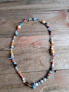 Beach Necklace 18" With Multicolor Beads - Picture 1 of 11