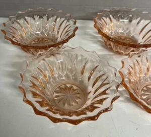 Vintage Glass Bowls Salmon /peach Fluted Set Of Five - Picture 1 of 9