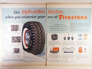 De colección 1956 NEUMÁTICOS FIRESTONE grande página completa anuncio impreso en revista: automóvil - Imagen 1 de 1