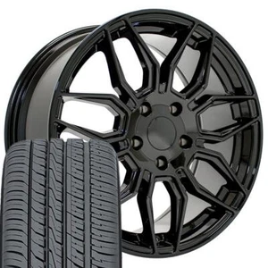 Black 18 Inch Wheels & Tires Fit Camaro C4 Corvette - C8 Z06 Style Wheel - Picture 1 of 5