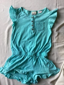 ZARA BABY GIRL PLAYSUIT AGE 2-3 IN TURQUOISE 100% COTTON - Picture 1 of 4