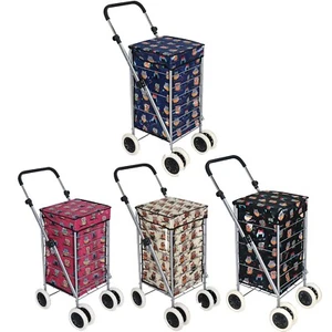 6 Wheels Foldable Caged Shopping Trolley Cart Grocery Folding Market Laundry Bag - Picture 1 of 20