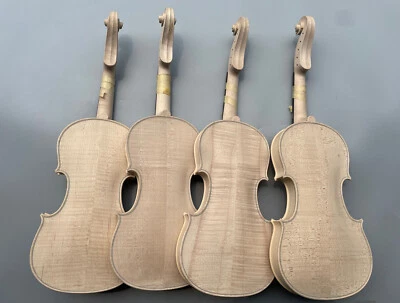  Violin 4/4 Flame Maple Back Spruce Wood  5 string Top Handmade Unfinished DIY - Image 1 of 4