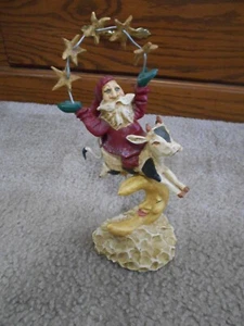ENESCO Lefever Santa Riding a Cow Jump Over the Moon 1995 Figurine 10" - Picture 1 of 4