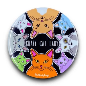 Crazy Cat Lady Pinback Button Badge Handmade Retro Pet Art Gift 2.25" - Picture 1 of 13