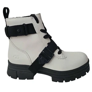 UGG Women's 7.5 Ashton Lace Up Side Zip Boots White - Picture 1 of 15