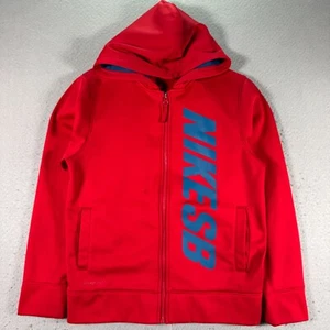 Nike SB Hoodie Sweatshirt Youth Large Red Therma Fit Logo Skateboard Sportswear - Picture 1 of 12