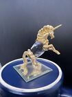Crystal & Gold Plated  Unicorn Figurine on Mirror Stand 3in
