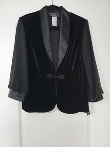 Alex Evenings Black Dressy Velour Blazer Satin/Sheer Sleeves XL NWT - Picture 1 of 9