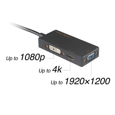 SIIG Mini DisplayPort to 4K HDMI/DVI/VGA 3-in-1 Adapter (LB-CD0014-S1) - Image 1 of 3