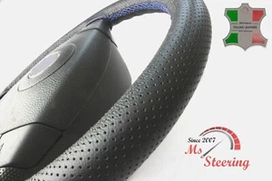 FOR LEXUS SC 92-00 BLACK PERF LEATHER STEERING WHEEL COVER ROYAL BLUE STIT - Imagen 1 de 6