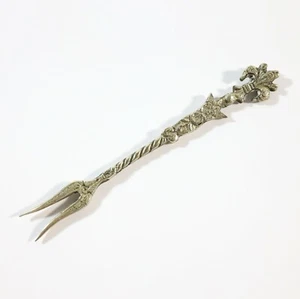Tenedor de 2 dientes vintage U. Bellini Italia con flor de lis - Imagen 1 de 3