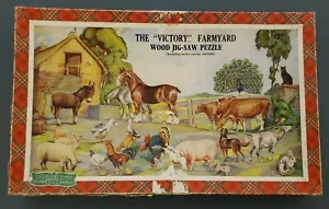 Vintage Wood Jig-saw Puzzle The “Victory” Farmyard Made In England 5 To 7Yrs Old - Picture 1 of 10