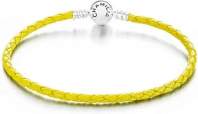 NUEVO CON ETIQUETAS Pulsera Chamilia CUERO TRENZADO VERDE LIMA GRANDE 7.9" $40 1030-0132 + CAJA Foto 1 de 4