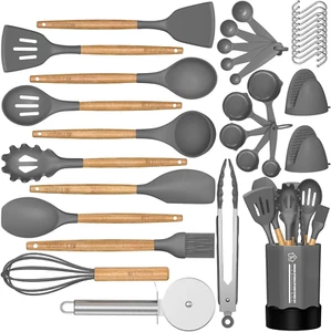 Silicone Cooking Utensil Set, 35 Pcs Kitchen Utensils by , Non-Stick Heat Resist - Picture 1 of 12