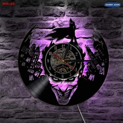 Joker Gotham City LED Vinilo Disco Pared Reloj Iluminación Control de Color Decoración del Hogar Foto 1 de 4