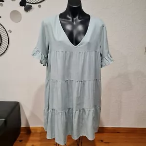 Women's size 12 'MIRACLE' Gorgeous tiered linen blend dress- EUC - Picture 1 of 7