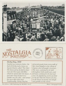 Postal Carreras de Caballos Derby Day Epsom Downs 1939 - Nostalgia - Imagen 1 de 3