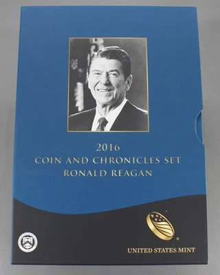 2016 EUA Mint Ronald Reagan Coin and Chronicles 3 conjunto de moedas com OGP - Imagem 1 de 4