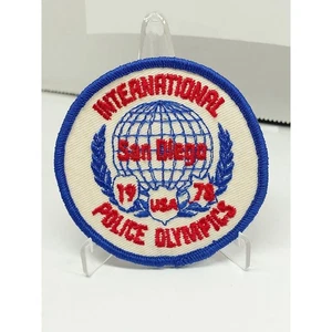 International Police Olympics 1978 Patch san diego faded white blue red vintage - Picture 1 of 2