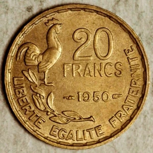 1950 FRANCE 20 FRANCS (G. GUIRAUD, 3 PLUMES) KM-917.1 - Picture 1 of 2
