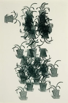 U. GROSSARTH (*1952), Überlagerte Topfpflanzen,  1991, Offsetdruck Contemporary - Bild 1 von 4