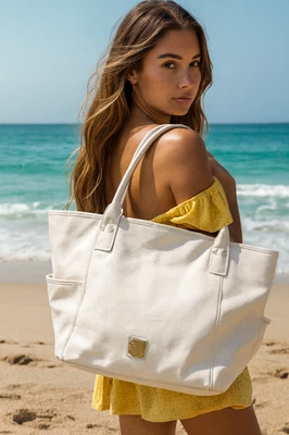 Bolso de Mano Dooney & Bourke Cuero Guijarro Grande Barlow Beige Dinero Antiguo Carrera De Colección Boho Foto 1 de 4