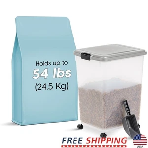 Airtight Pet Food Container W/ Scoop Durable Dog Cat Food Storage Bin Wheeled US - Picture 1 of 46