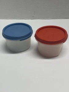 Tupperware Modular Mates rund #1 2er Set Behälter #1605 blau rote Dichtungen #1607 - Bild 1 von 11