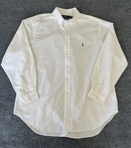 Camisa Ralph Lauren Para Hombres XL 17.5 Blanca Clásica Con Botones Oxford Carne Pony - Imagen 1 de 12