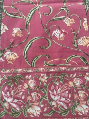 APRIL CORNELL Table Runner Floral French Country Cottage Cotton 13 X 72 Pink - Image 1 of 4