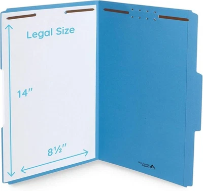 Blue Summit Supplies File Folders with Fasteners, Legal Size 50 pk Blue Foto 1 de 3