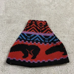 Vintage Smiley Beanie Mütze Mütze Ski Wolle Bärenmuster USA 80er Gorpcore Mountain - Bild 1 von 5