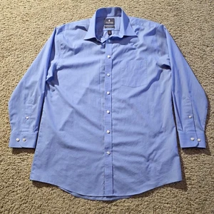 Stafford Shirt Mens 16.5 32-33 Blue Regular Fit Long Sleeve Easy Care Broadcloth - Picture 1 of 6