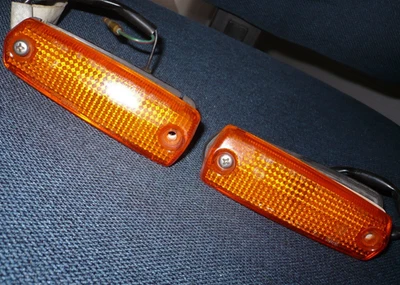 DATSUN SIDE REPEATERS, PAIR. NOS. KOITO JAPAN. 214-23244 L&R. CHERRY N10? #26160 - Image 1 of 4