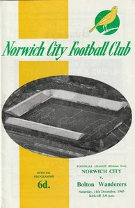 Norwich City v Bolton Wanderers, 11 December 1965, Division Two. - Picture 1 of 1
