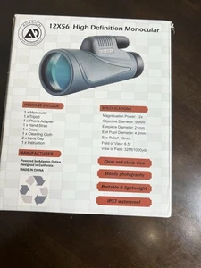 Adasion 12x56 HD Photography Monocular - Picture 1 of 6
