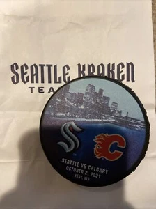 SEATTLE KRAKEN Preseason Game Calgary Flames Matchup PUCK 10/2/21 3 Rink Rush - Picture 1 of 2
