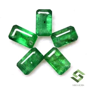 5x3 mm Natural Emerald Octagon Cut Lot 05 Pcs 1.54 CTS Untreated Loose Gemstones - Picture 1 of 4