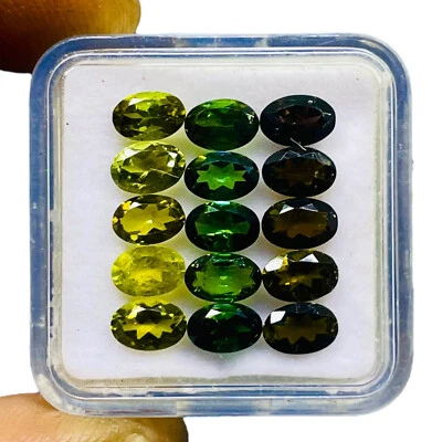 VVS 15 Pcs Natural Tourmaline 6x4mm Oval Cut Loose Untreated Gemstones 6.60 Cts - Image 1 of 4