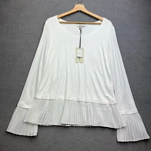 SOMERSET by ALICE TEMPERLEY Top Size 12 White Pleated Blouse Tee Elagant Basic - Picture 1 of 9