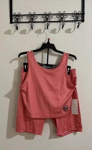 Nautica Competition Womens Ribbed Crop Top/Biker Shorts Set Dubarry NEW - Picture 1 of 12