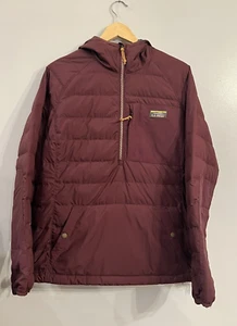 L.L. Bean W's Mountain Classic Down Pullover Hooded Jacket Coat Anorak Maroon M - Picture 1 of 6