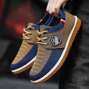 Zapatos De Lona Lujo Transpirables Para Hombres Zapatillas Casual Moda De Verano - Picture 1 of 13