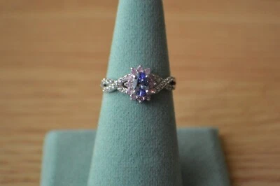 Anillo de platino/zafiro rosa premium de 1,48 quilates sobre plata fina talla 7 Foto 1 de 4