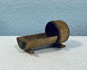 Miniature Dollhouse Furniture Wooden Baby Rocker Cradle 2.5" Handmade Vintage - Picture 1 of 7