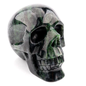 5.2" Ruby Zoisite Crystal Skull,Hand Carved Gemstone Fine Art Sculpture,Healing - Picture 1 of 9
