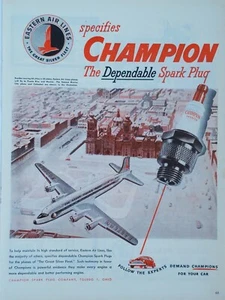 Anuncio impreso de bujía campeón de colección 1946. La bujía confiable - Imagen 1 de 1