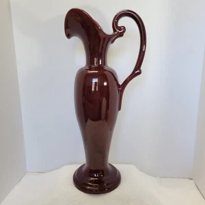 Royal Haeger Pottery 18.5 Oxblood Red Pitcher Vase Mid Century Modern Glossy - Picture 1 of 15