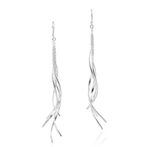Pendientes colgantes de plata esterlina con capa de alambre curvo de múltiples hebras - Imagen 1 de 4